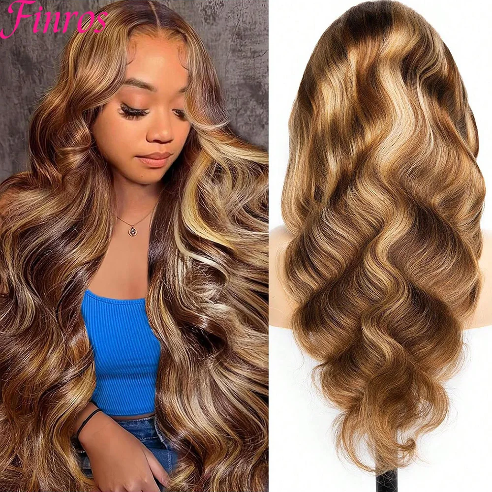 

200% Density Lace Front Wigs Human Hair Body Wave P4/27 Highlight 13x4 13x6 HD Lace Frontal Colored 30 36 Inch Human wig