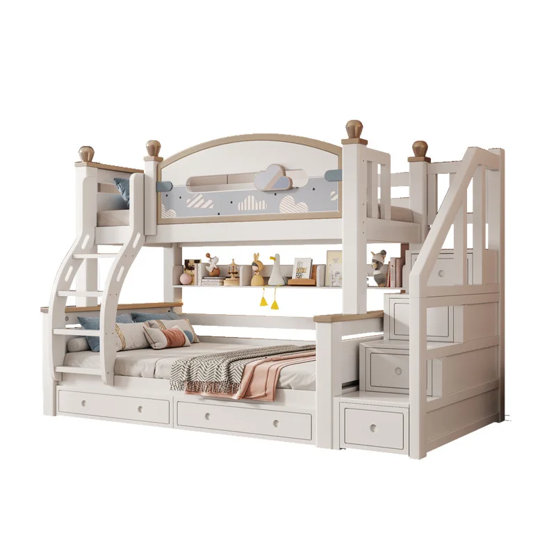 

Высокая и низкая кровать из вишневого дерева, верхние и нижние кровати из массива дерева, двуспальные двухъярусные кровати