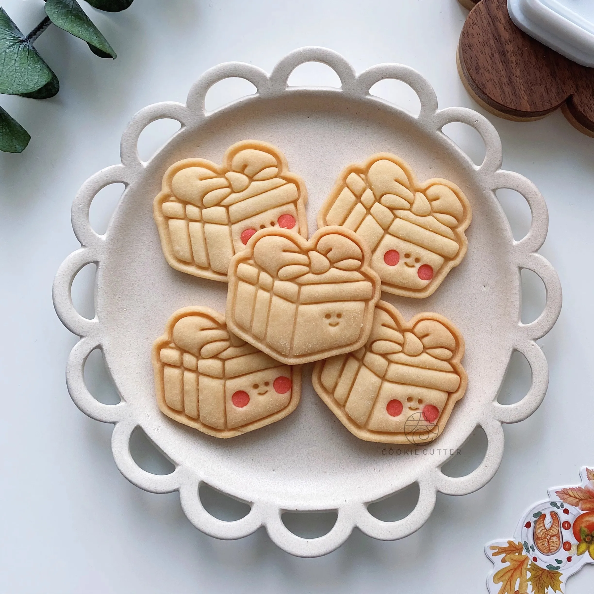 Christmas Valentine Gift Present Pattern Cookie Cutter Mother’s Day Biscuit Stamp 3D Hand Pressed Mold Cake Decorations Tools