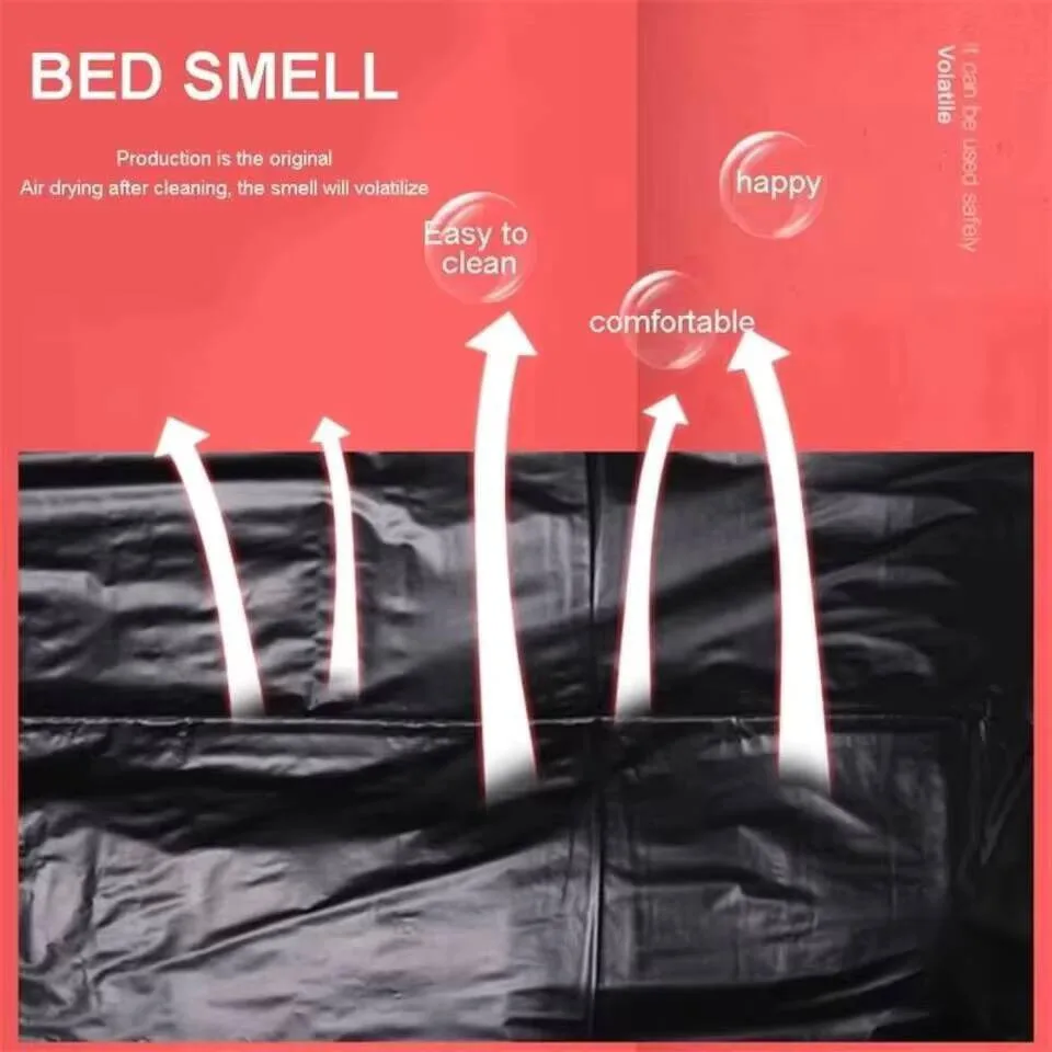 100% Oil Waterproof Sensual Sex Bed Sheet Soft PVC Vinyl Mattress Hypoallergenic Adult Game SM Toys Black BDSM Bondage view 4