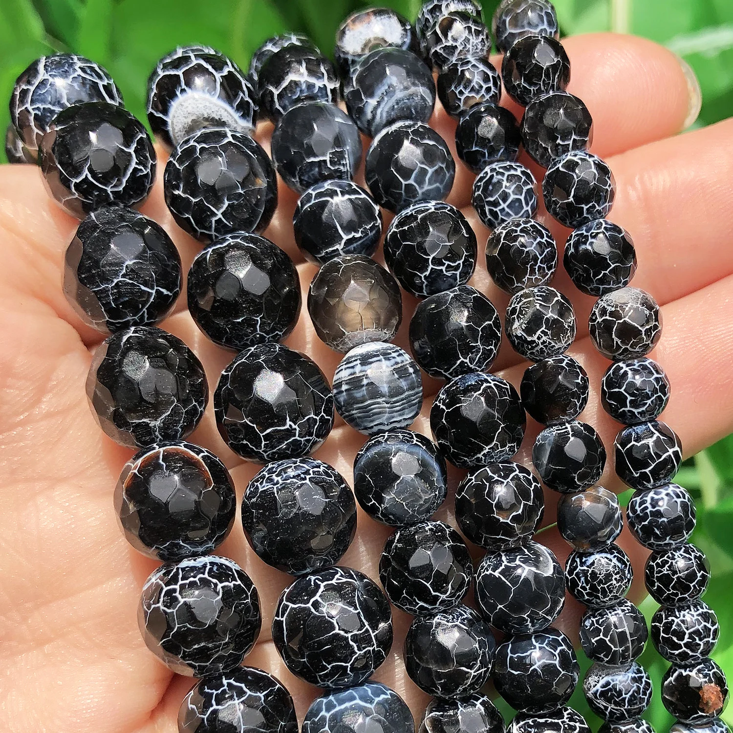 6 8 10mm Cracked Dream Black Fire Dragon Veins Agates Round Beads Natural Stone Beads for Diy Bracelet Earrings Jewelry Making