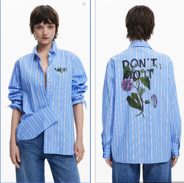 

New Spanish printed square-neck striped long-sleeved shirt for export original order
