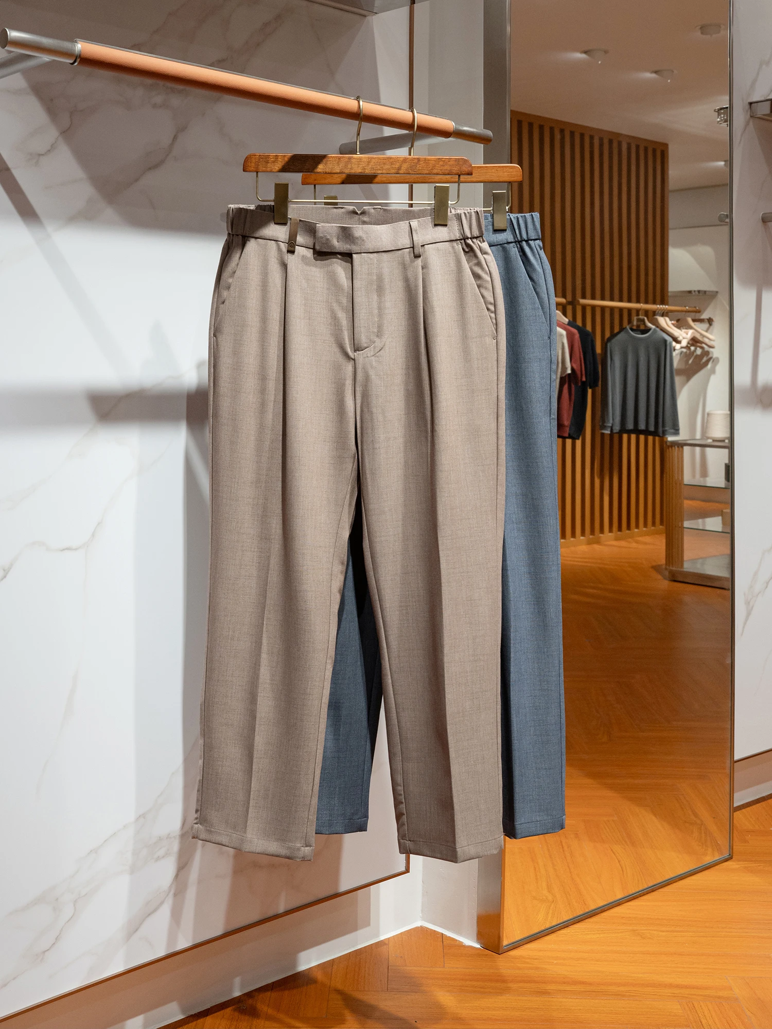 

Lightweight Breathable Acetate Fiber Linen Mixed Straight Leg Men's Busin Casual Pants Spring Summer Seasonal Wear