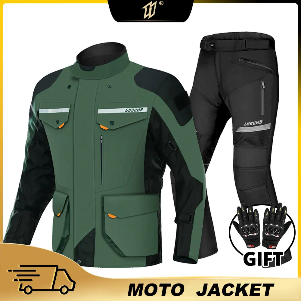 2023 Motorjas Set Waterdicht Riding Jas Broek Moto Protector Kleding Wearable Motorcross Jas Pak Slijtvaste