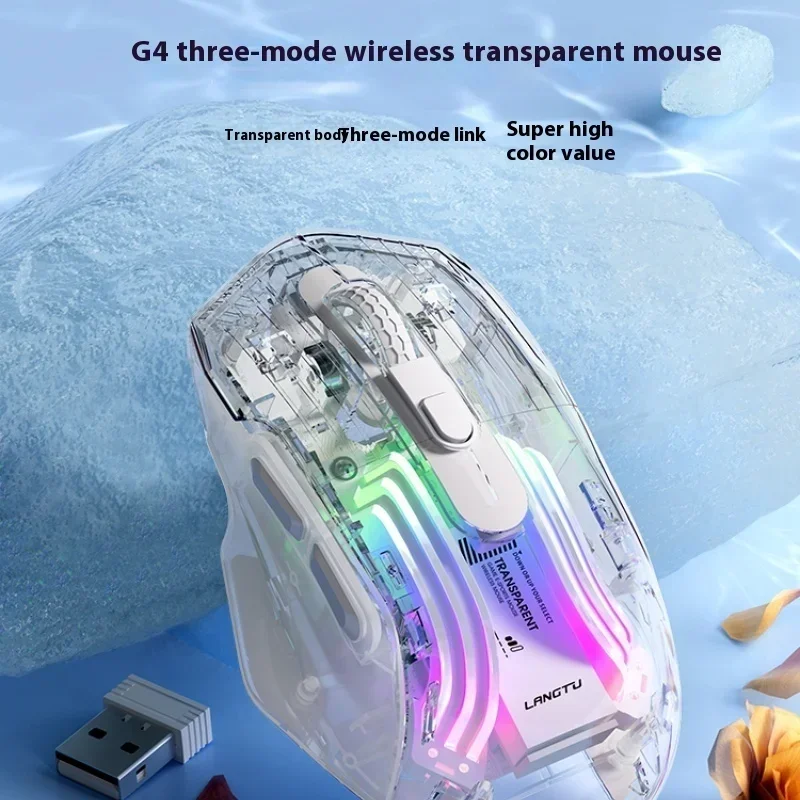 Langtu G 4 Transparent Video Game Mouse Wired Lighting 5 Dpi Wireless Dual-Mode Charging Multi-Scene Applicable