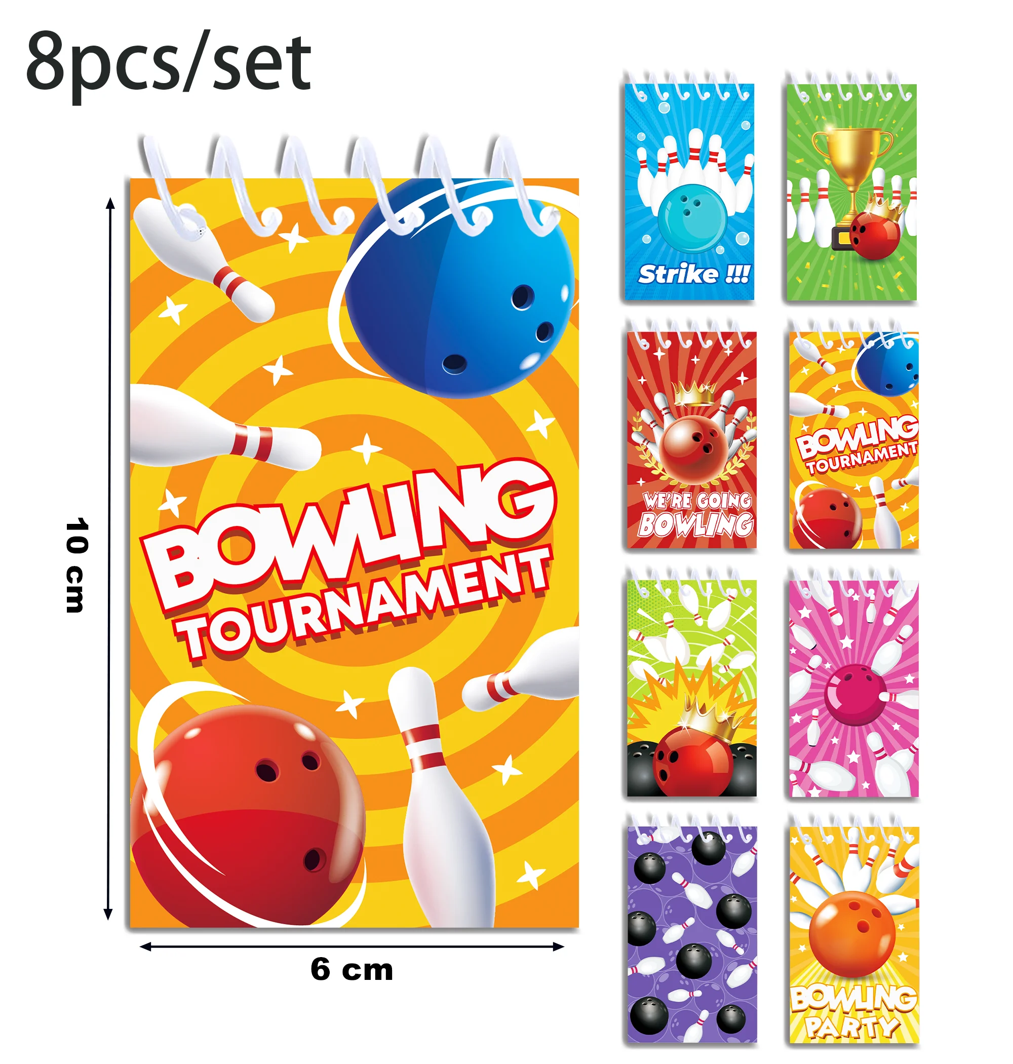 8 pz Bowling Tema Sportivo Mini Tasca A Spirale Notebook Memo Pad Bobina Libretto Notepad Per Ufficio Cancelleria Scuola Diari