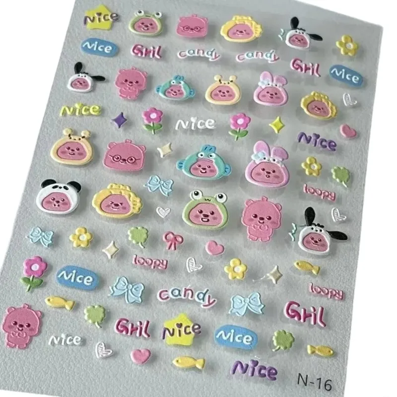 Loopy 3D embossed sticker, transparent DIY sticker, cute beaver, fashionable mini waterproof nail art decoration accessory gift view 5