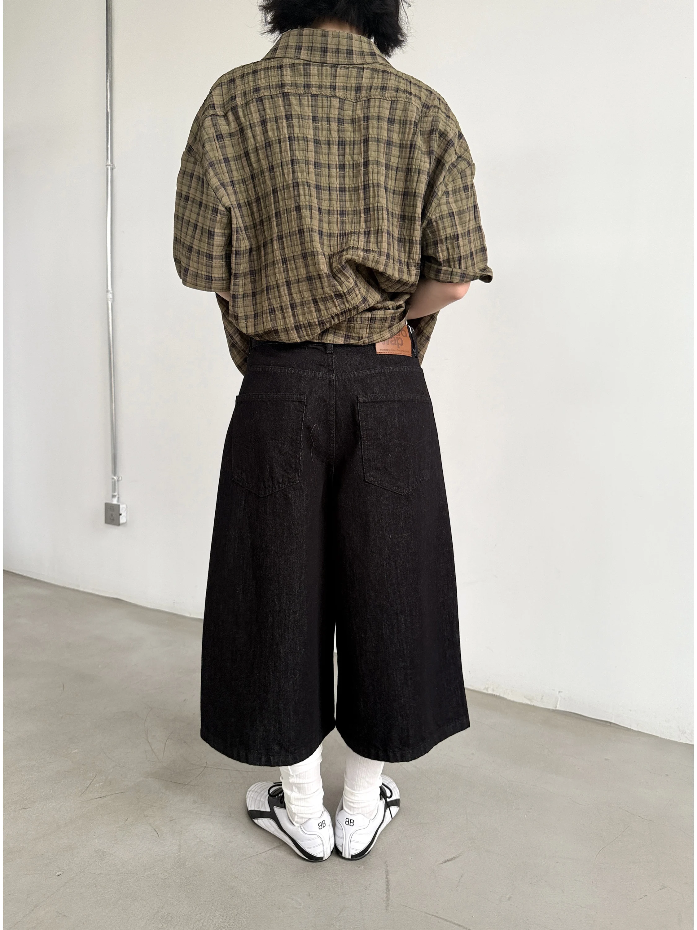 XXDIRLY جينز أمريكي بسيط عالي الجودة فضفاض مستقيم الساق جينز نسائي غير رسمي متوسط الطول صيفي l الخصر