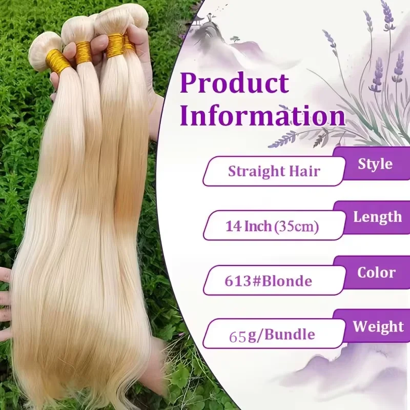 12A 613 Blonde Straight Bundles Human Hair 20 22 24 Inch Straight Blonde Unprocessed Brazilian Virgin Hair Extensions 3 Bundles