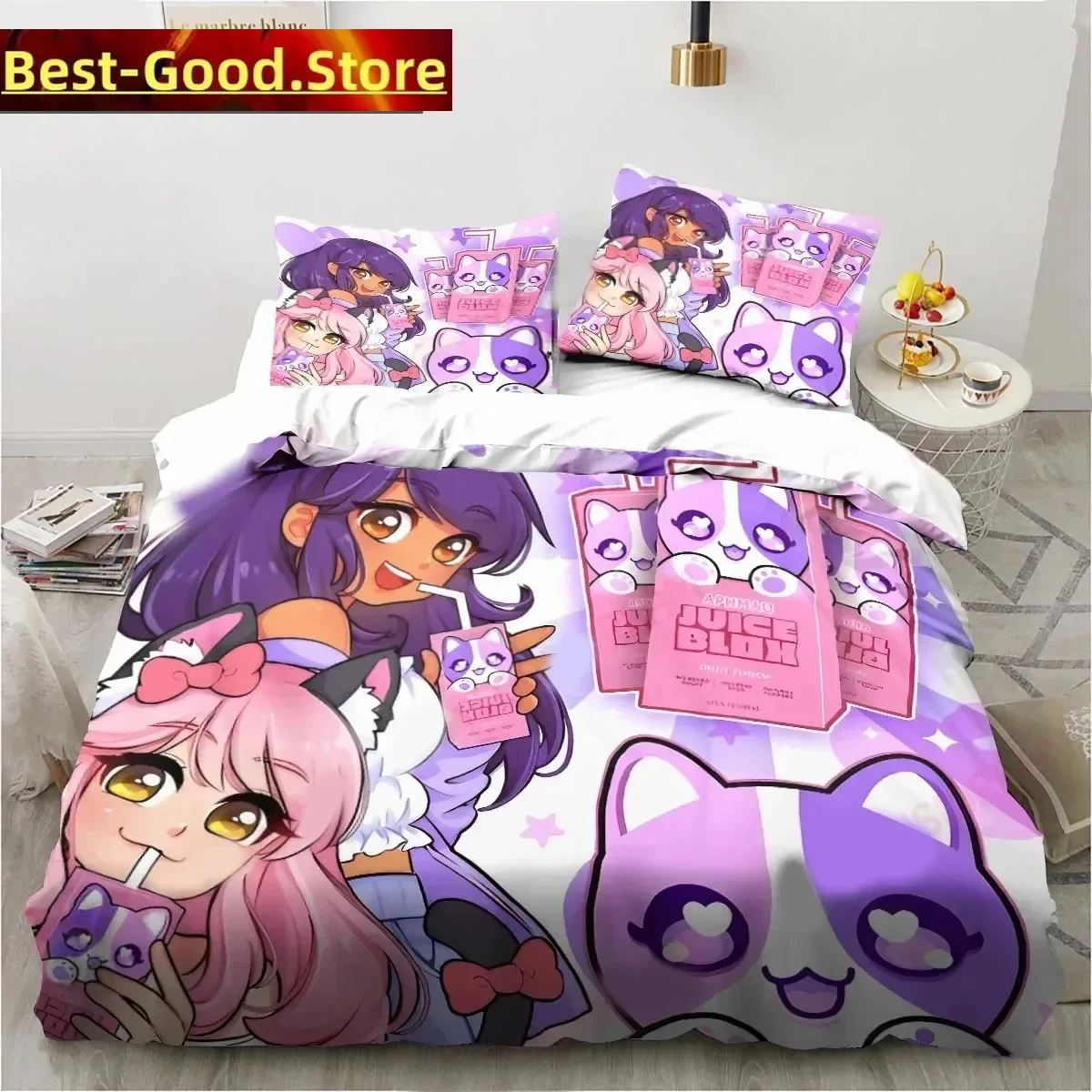

Cartoon Game Cute Aphmau with Wings Bedding Set Boys Girls Twin Queen King Size Duvet Cover Pillowcase Bed boys Adult