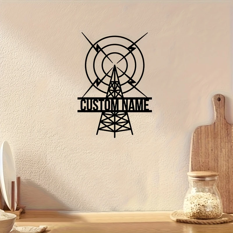 Customizable Metal Wall Art - Personalized Broadcast Tower Decor Modern Industrial Style Home And Office Decor Moving Gift Add Y