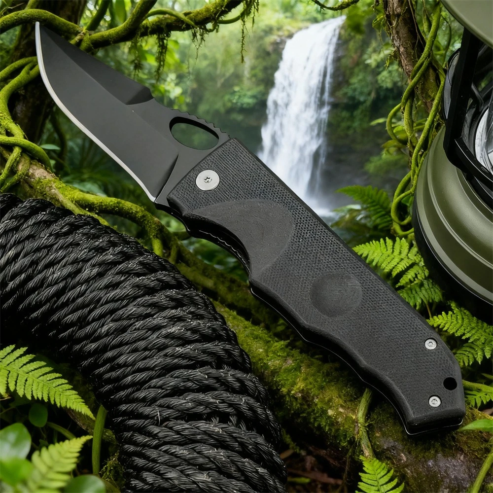 

Outdoor Bailout Tactical Folding Knife 7Cr13Mov Blade G10 Black Handle Work Sharp Easy To Carry Hunting Camping Pocket Knives