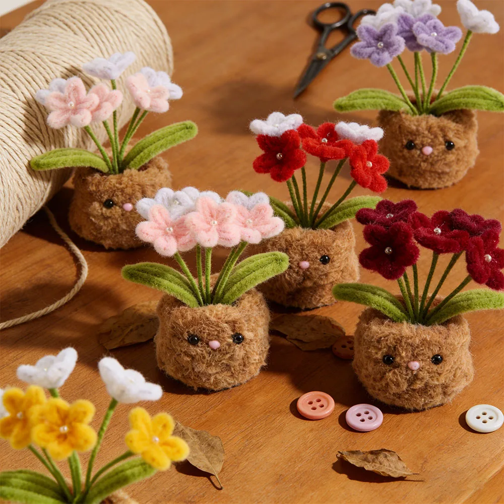 6 styles pipe cleaners potted tabletopm, Chenille Stem Pipe Kids DIY Creative Toys , Handmade Material Plush Strips