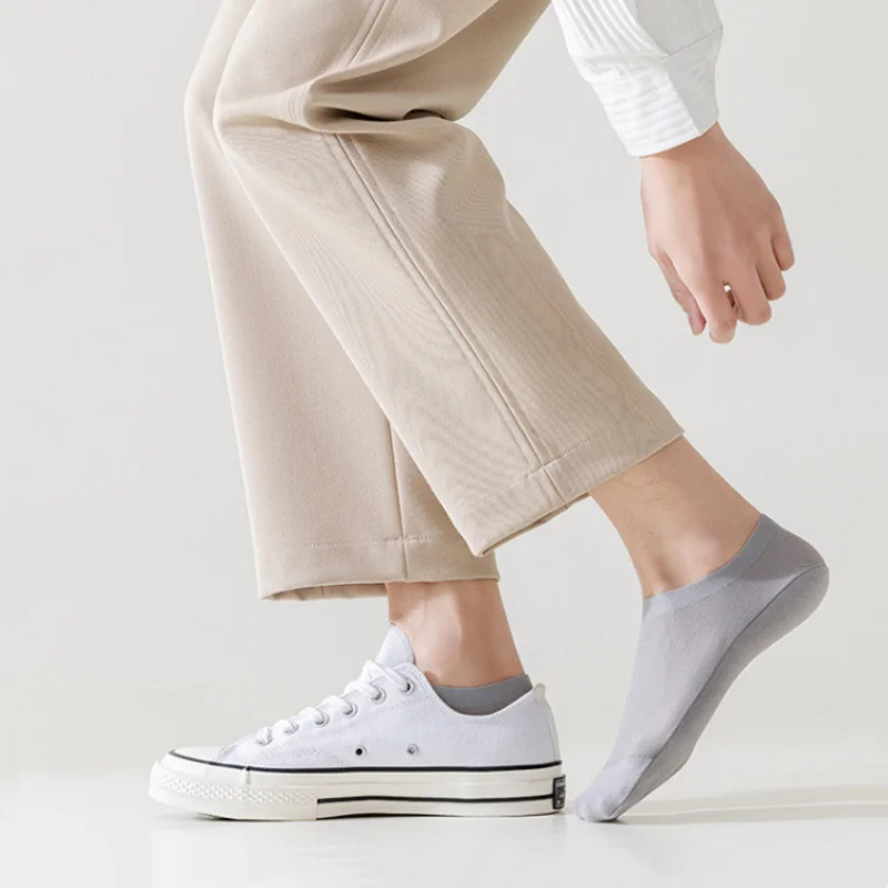 Chaussettes d\'été invisibles pour hommes, en silicone, coupe basse, maille ajourée, respirantes