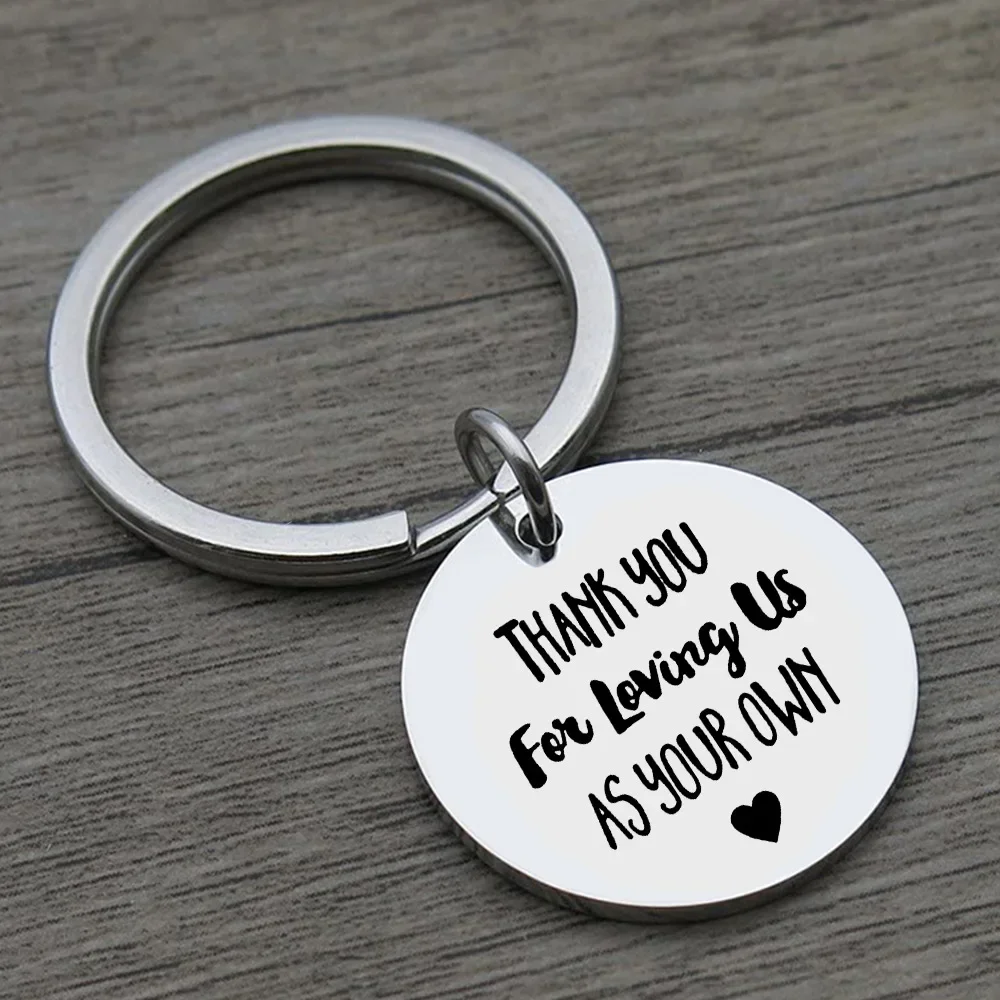 Hot Thank You for Loving Us As Your Own Keychain Pendant  Father's Day/Mother's Day Key Chain Keyring Step Father/Mother Gifts