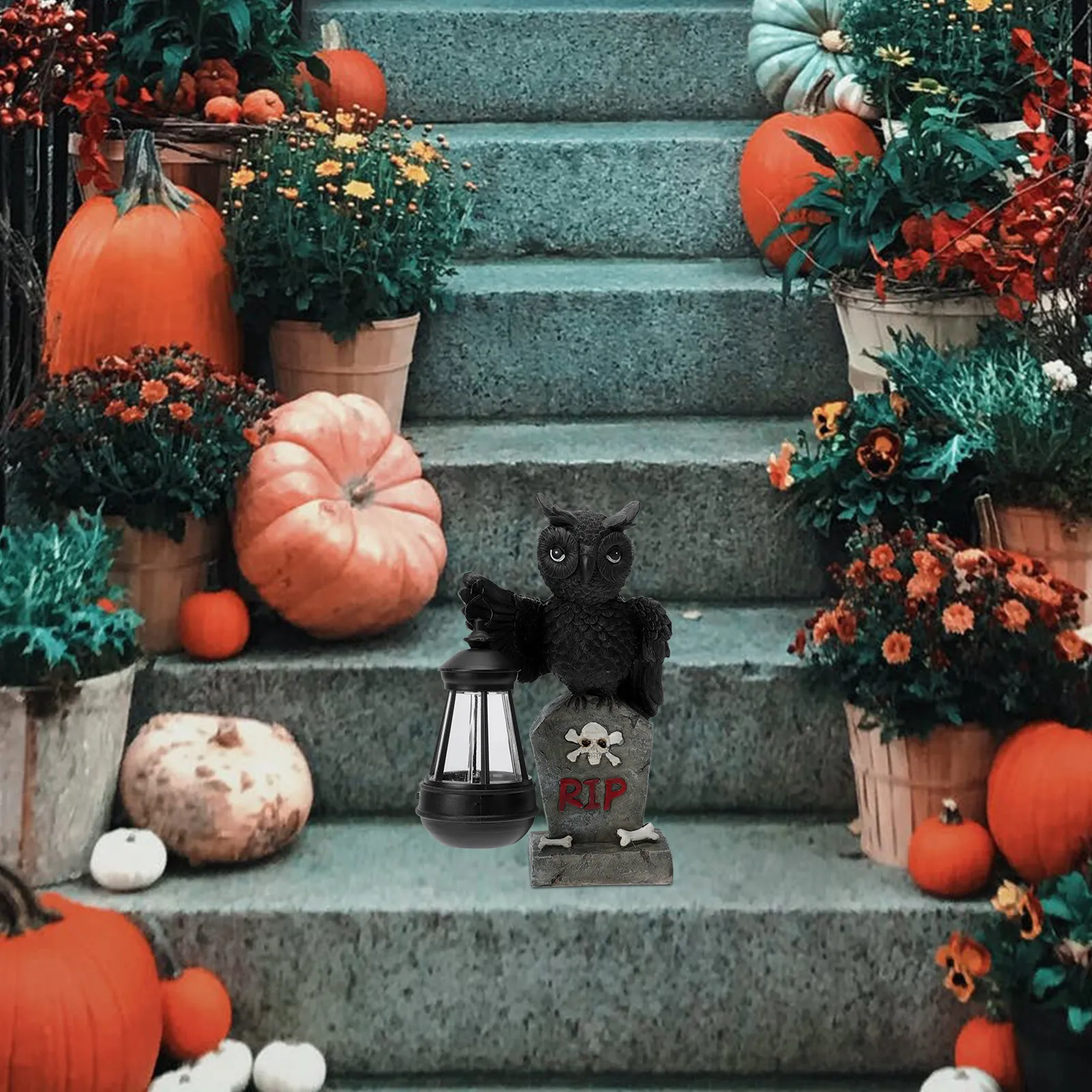 

1 шт. Солнечная садовая фигурка совы на Хэллоуин, премиум-класс, из полимерной смолы, для дома, балкона, сада, вечеринки, уличного праздничного оформления