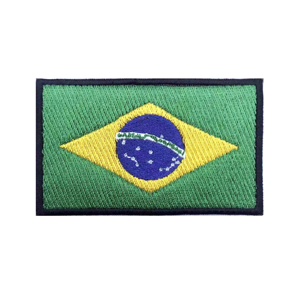 Brazilian flag Brazil Patches Armband Embroidered Patch Hook & Loop Iron On Embroidery  Badge Military Stripe