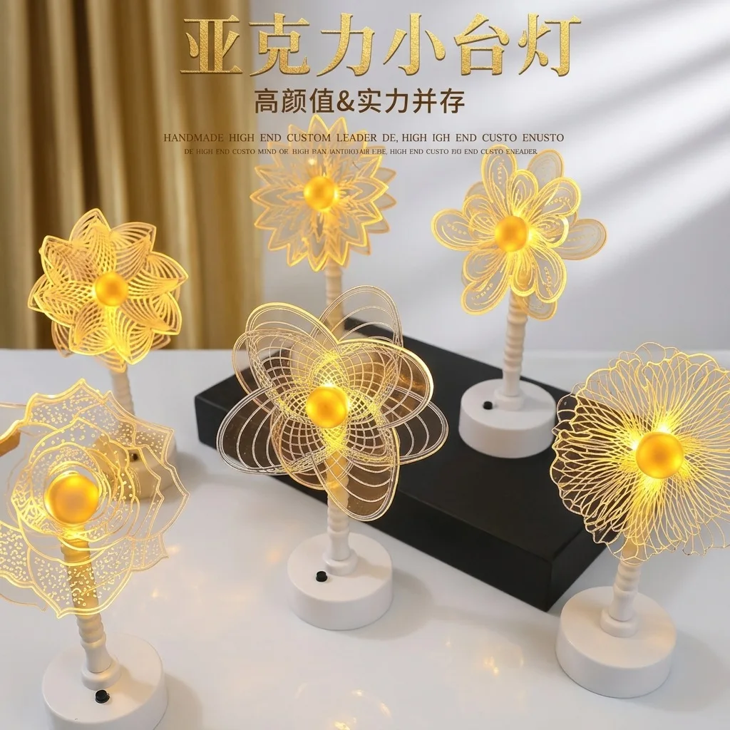 Led Minimalist Luxury Acrylic Creative Gift Ambient Light Table Lamp - Perfect for Girl's Room, Bedroo and Night Light
