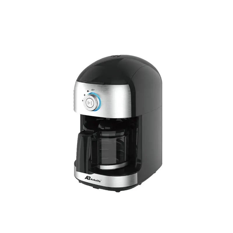 Compact All-in-One Electric Drip Coffee Maker with Built-in Blade Grinder Adjustable Coarseness Permanent Filter OEM