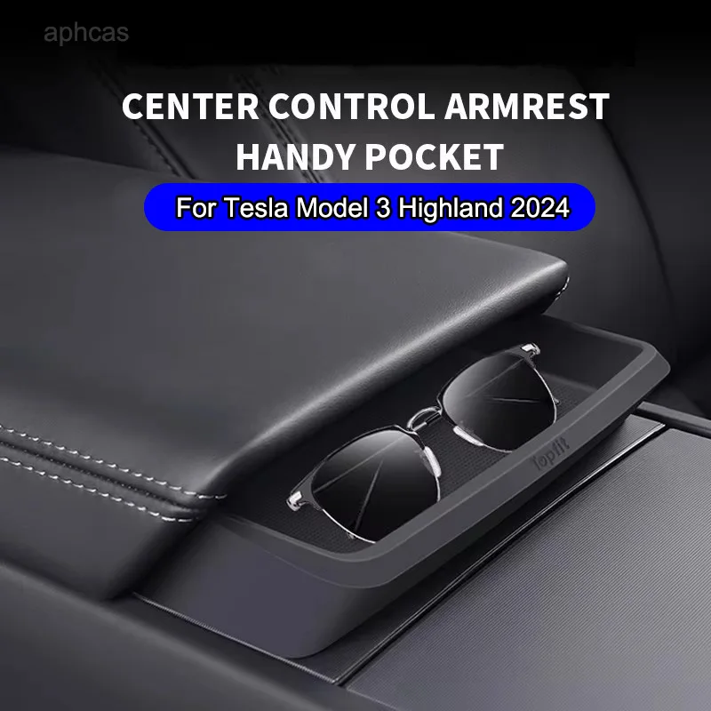 For Tesla Model 3 Highland 2024 Card Key Phone Glasses Center Console Armrest Storage Box Organizer Case Interior Accessories