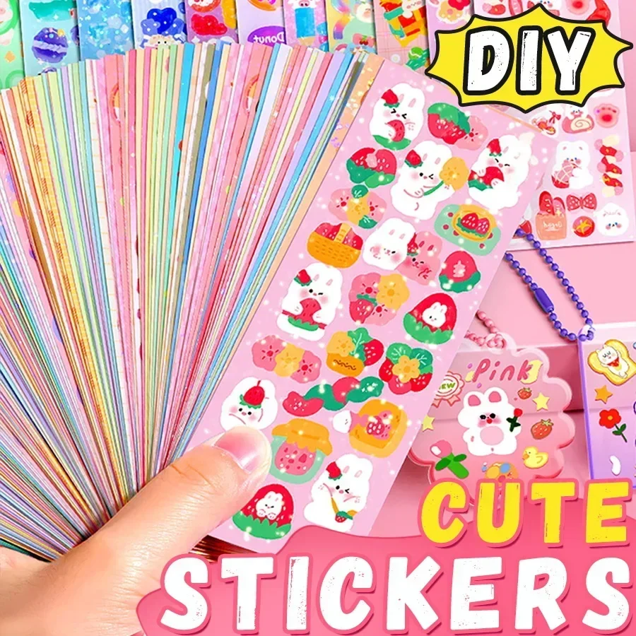 20-100Pcs Cute Stickers Cartoon Laser Scrapbook Sticker Decoration Stationery DIY Scrapbooking Journals Stickers School Supplies