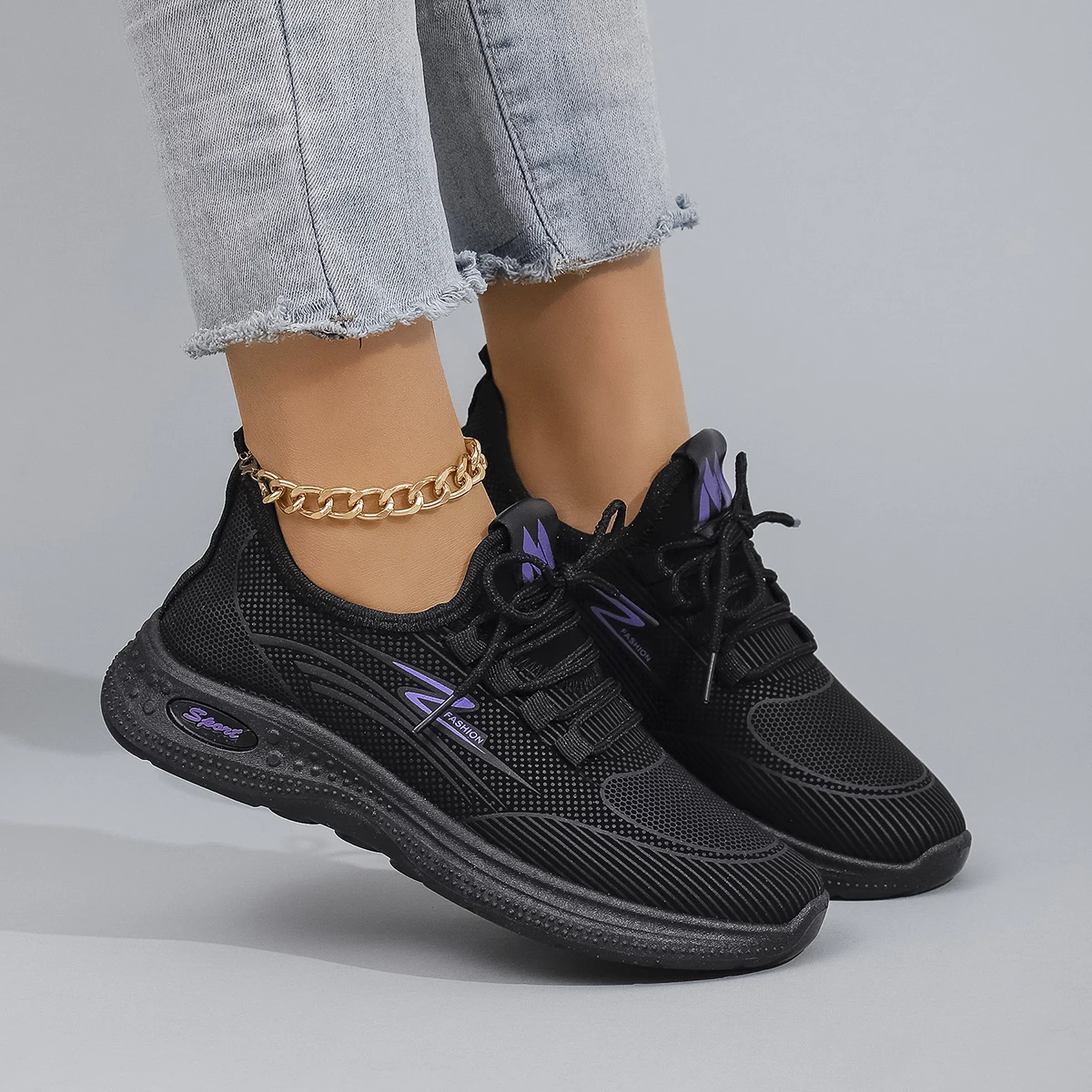 

Spring and Autumn New Women's Lace up Sports Shoes Comfortable, Breathable, Lightweight, Wear Resistant Sports and Leisure Shoes