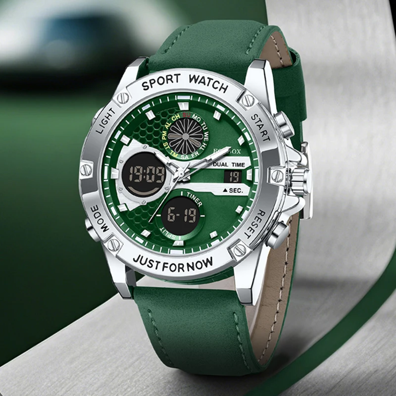 

FOXBOX спортивные часы для мужчин, водонепроницаемые кварцевые наручные часы с хронографом, военные часы со светящимся Reloj Hombre, мужской подарок 2025