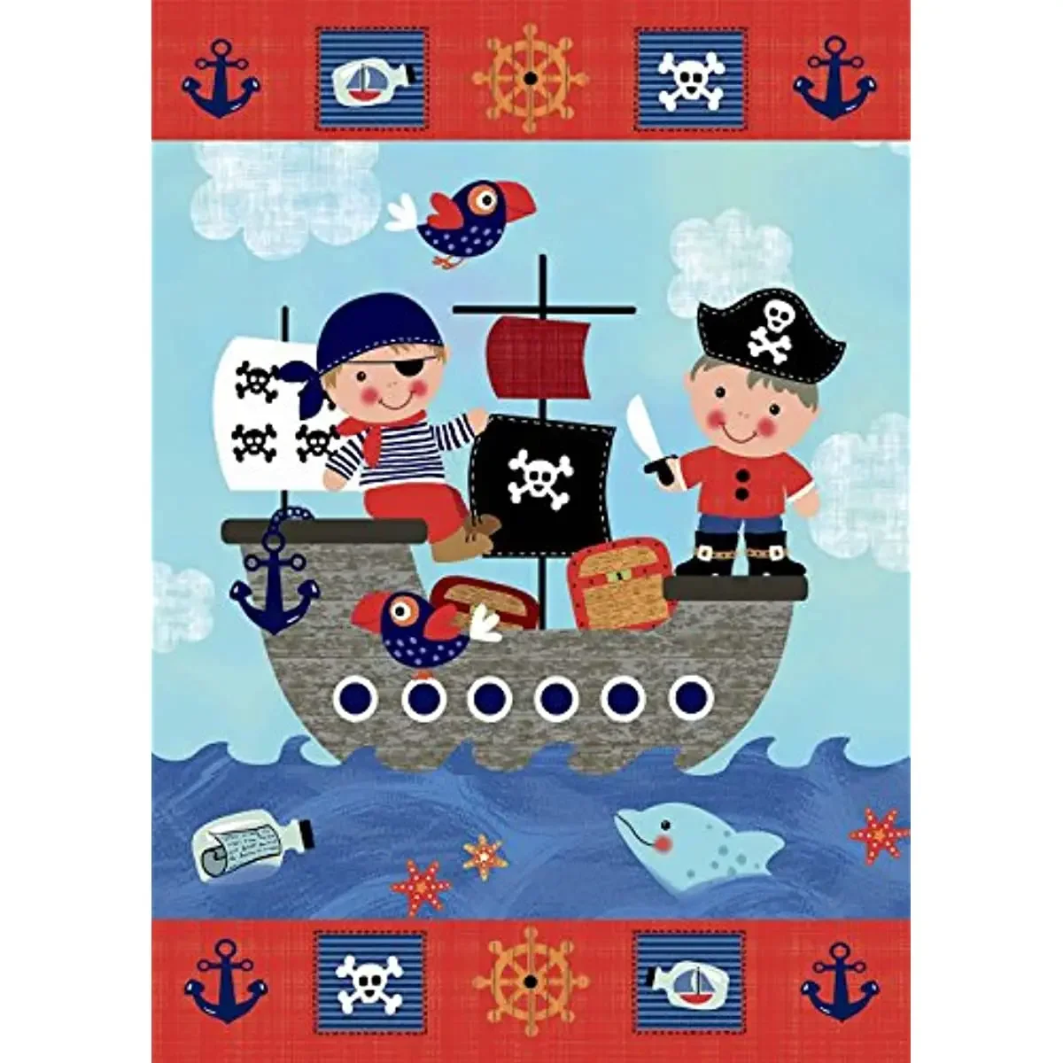 Pirate Ship Children Summer Sea Garden Flag 12x18 Inch Banner Outdoor Decor Garden Custom Flag 1 Pc Four Seasons