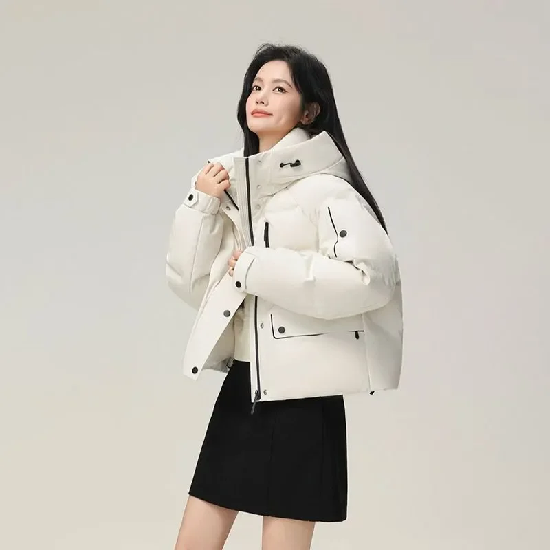

2026 Winter New Down Cotton-Padded Jacket Women's Short Overcoat Thicke Warm Parka Fashion Loose Hooded Cotton Jacket Top