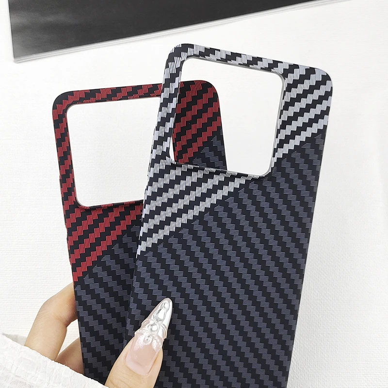 Luxury Hit Stitching Color Carbon Fiber Hard PC Case for Xiaomi 14T / Pro Ultra Thin Matte Back Protector Shockproof Cover Shell