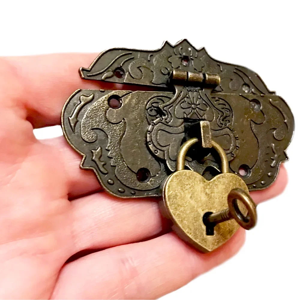Armadietto Portagioie Antico Confezione Regalo Custodie Per Vino In Legno Hasps Latch Decorazione Vintage Chiusure Valigia Fibbia Hasp Pack Serrature-image