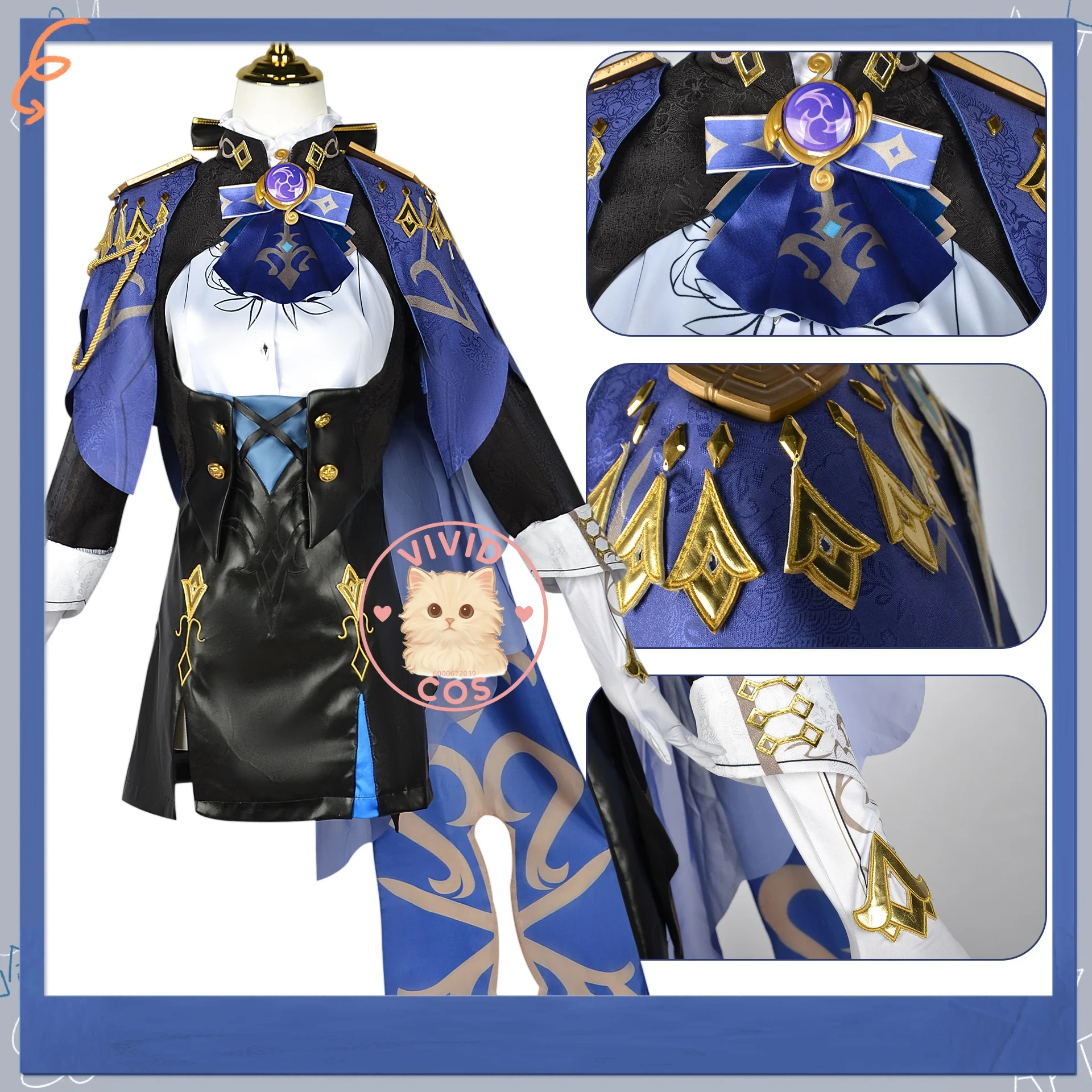 

Genshin Impact Clorinde Косплей Костюм, игра — тематический полный комплект для ролевых игр — в качестве персонажей с нарядами в стиле Fontaine