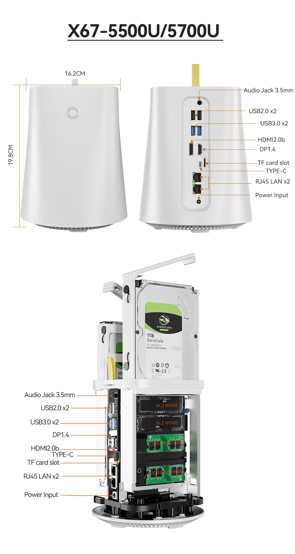 NAS Firewall Router wifi 6 AMD R7 5825U DDR4 M.2 NVME 2280 LAN Pfsense Linux Windows 11 Industriële Computer PC