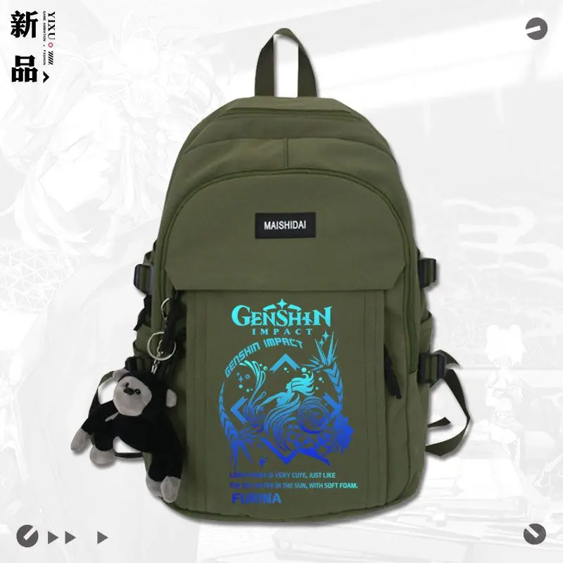 Anime GS Impact Game Merchandise Collaboration Casual Travel Backpack Fashion Furina Focalors Student Unisex Laptop Bag