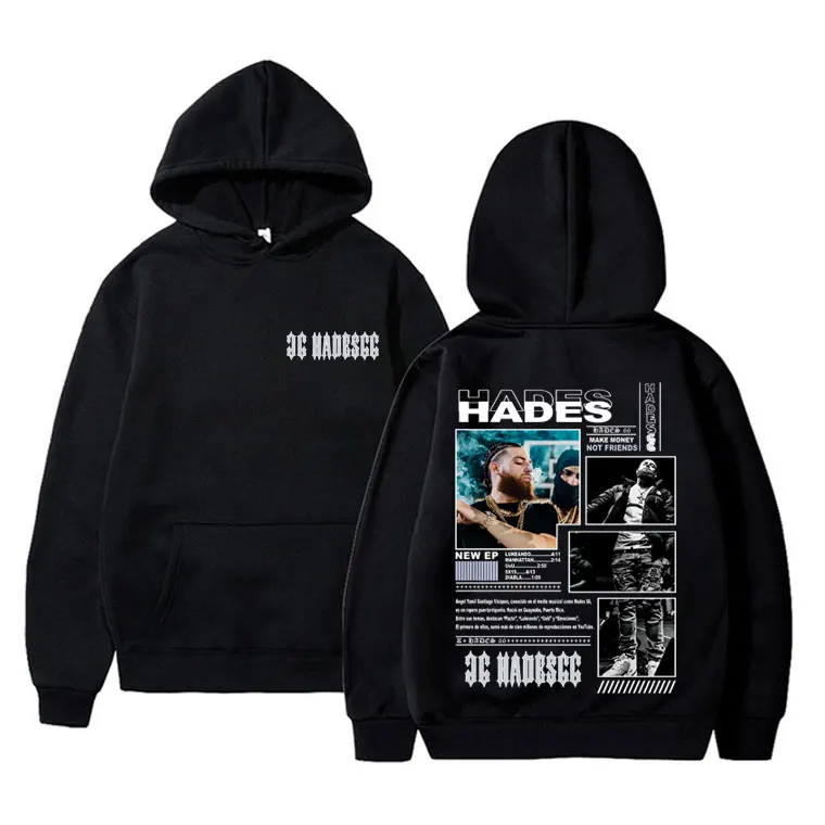 

Rapper Hades 66 Make Money Not Friends Graphic Hoodie Men Hip Hop Long Sleeve Oversized Sweatshirt Men's Fashion Cool Streetwear