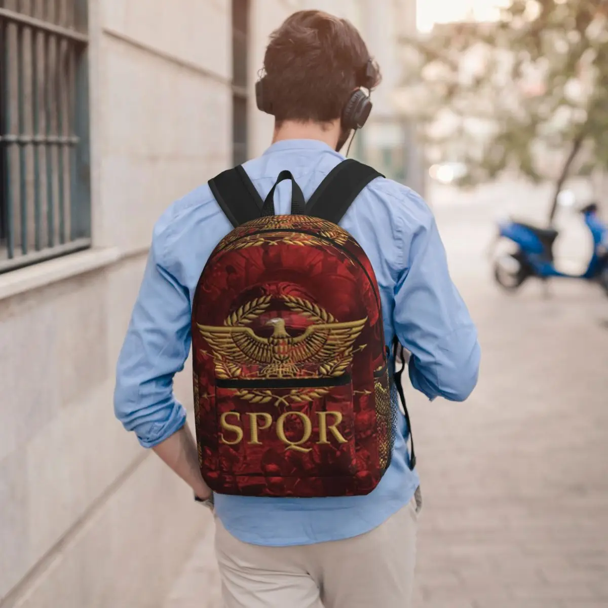 

Gold Roman Imperial Eagle SPQR Backpack Student BookBag Kids School Bag Computer Shoulder Bags for Men Women