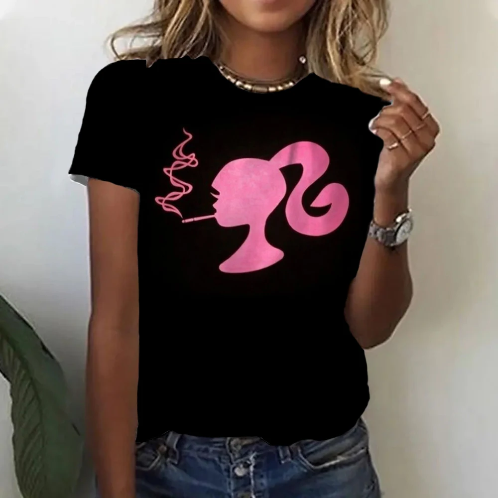 Dames T-Shirts Barbie Belettering Bedrukt T-Shirt Voor Dames High Street Classic Tops Stijlvolle Zachte Mode Meisjesachtige Meisjes Cadeau