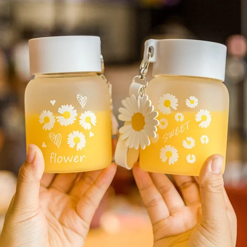 

Cute for Kids Girls Little Water Cup Summer Portable Cup with Hanging Rope Frosted Glass Cup Direct Drinking Portable Glass Cup