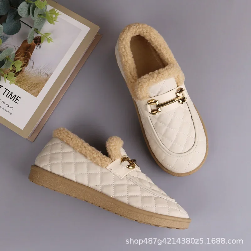 أحذية قطنية شتوية عصرية للنساء مبطنة بالصوف سميكة القاع مقاومة للماء أحذية فول فول متعددة الاستخدامات أحذية الثلوج الدافئة #3