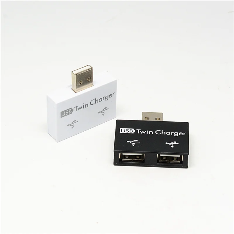 แบบพกพา Mini USB Hub ถึง 2 พอร์ต Charger Hub Adapter USB Splitter Dual USB ชาร์จ Extender สําหรับโทรศัพท์คอมพิวเตอร์สีดํา