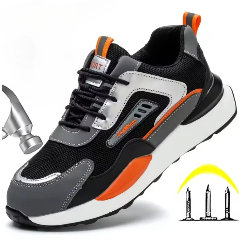 Men's Safety Shoes Indestructible Anti Smash Anti Puncture Work Shoes Breathable Non Slip Steel Toe Shoes 2026 New Male Sneakers