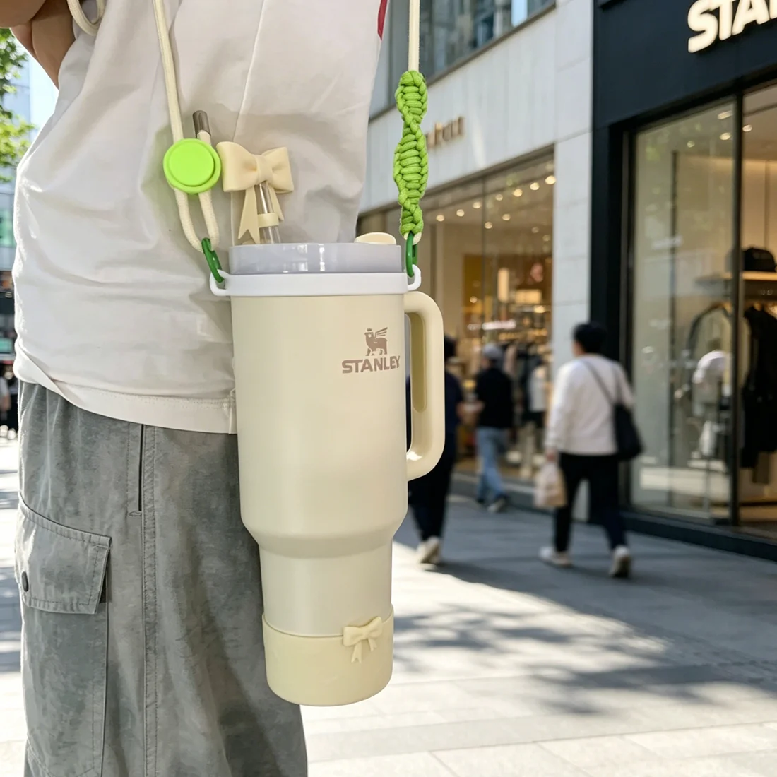 3tyto Bow Straw Cover Cap ,Water Bottle Boot,Cup Silicone Holder Seal Ring with Adjustable Strap Lanyard for Owala and more
