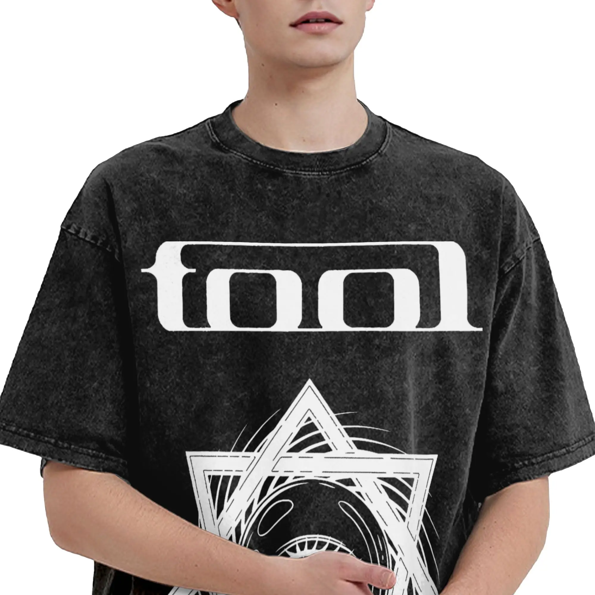 Novelty Tools Band Rock Roll Vintage Washed T-Shirt Cotton Short Sleeve Fear Inoculum Crewneck Summer Tops