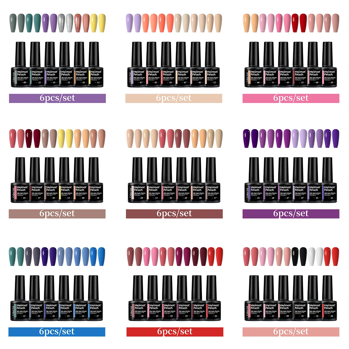 6-Piece Gel Nail Polish Set - Glitter & Shimmer Series, Semi-Permanent Dip/LED Clear for Nail Art Designs