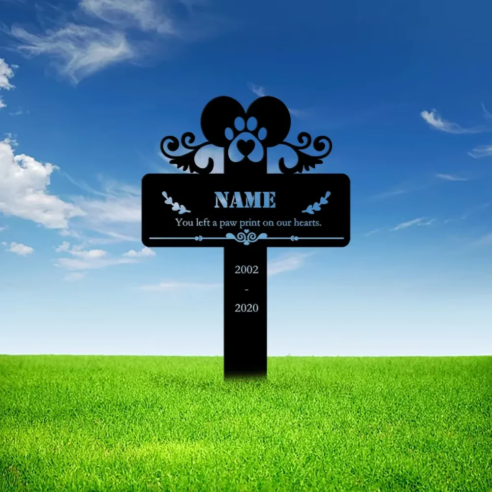 Custom Dog Memorial Stake Made of Metal Distinct Grave Stake with Memorial Plaque Ideal Grave Marker for Pet Burial Grounds