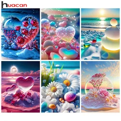 Huacan Diy Diamond Embroidery Landscape Beach Full Diamond Mosaic Heart Complete Kit Handmade Gift Home Decoration