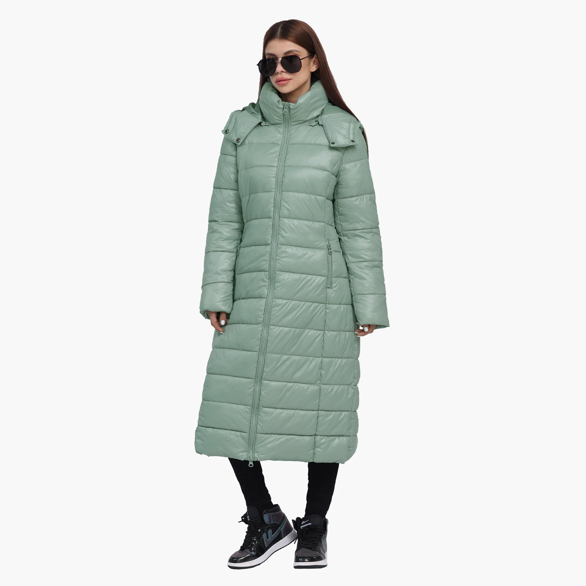 SANTELON Women Winter Thick Warm Extra Long Parka Over Knee Puffer Jacket Coat With Detachable Windproof Hood Fashion Outerwear