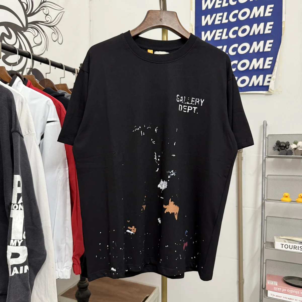 

Casual Loose Short Sleeve T-Shirt Men's Graffiti Splatter Gradient Letter American High Street Unisex Cotton Polyester round ...