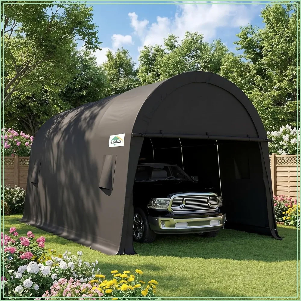 Carport 10x15 Heavy Duty Portable Garage Storage Shed with Steel Frame & Vents, Anti-Snow Waterproof for Car Truck Boat
