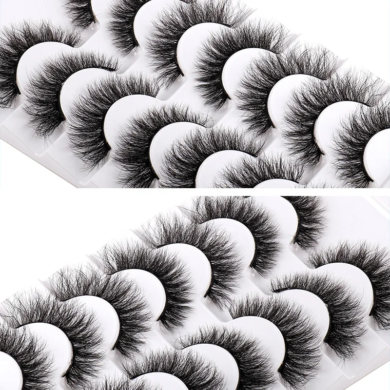 Faux Mink Natural Bagunçado Cruzam Cílios, Wispy, Fofo, Falso Cílios Extensão, Maquiagem dos Olhos, Atacado, 7 Pares